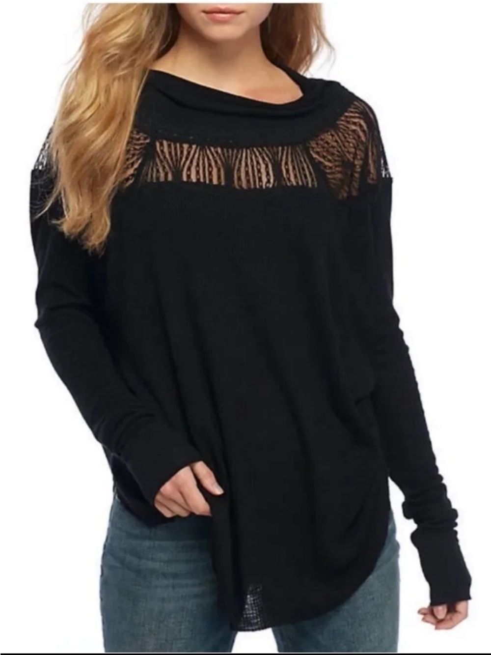 Free People Black Knit Top XS